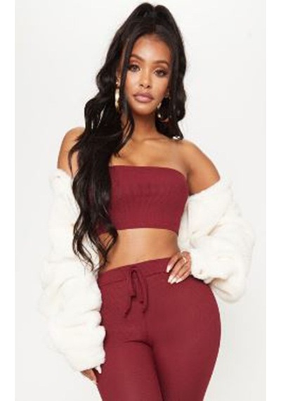 Rooted-kadın Straplez Tube Top Astarsız Bordo
