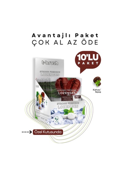 Tbrush Kahve ve Nane Aromalı Ferahlatıcı Ağız Pastili - Alkolsüz ve Şekersiz (10 Paket)