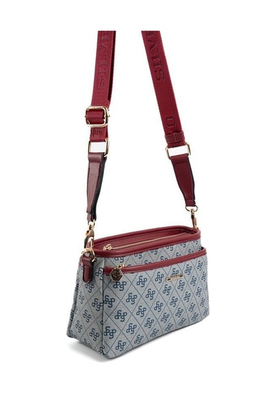 Silver Polo Sp1184 Kadın Çapraz Çanta Monogram Gri-bordo