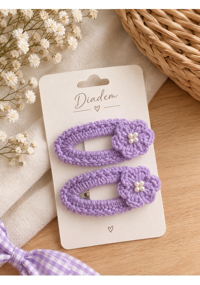 Diadem El Örgüsü Tomurcuk Toka Lila