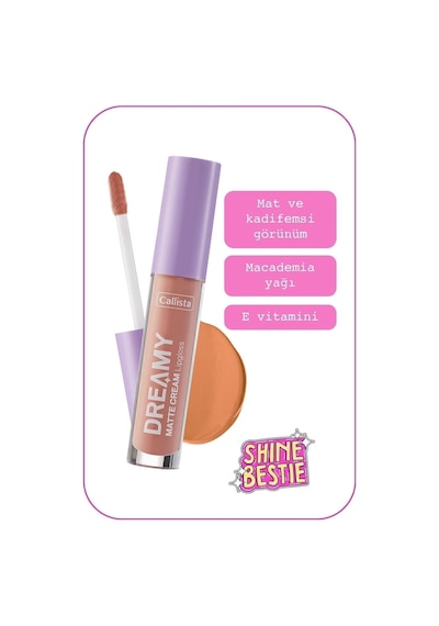 Callista Dreamy Matte Cream Lipgloss Mat Görünümlü Dudak Parlatıcısı - 207 Angelic - Nude