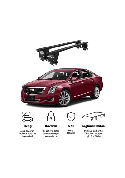 Royal Cadillac Xts 2012-2019 Uyumlu Siyah Kilitli Ara Atkı Port Bagaj Tavan Barı