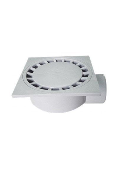 Çamur Kovalı Yer Süzgeci 25 X 25 Cm - Ø 100 Lük Yandan Çıkış Yer Sifonu Yuvarlak Kapak