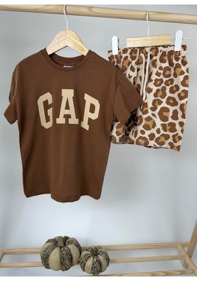 Poala Kids Logolu Leopar Şort Takım