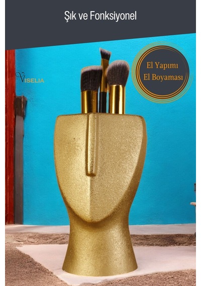 Makyaj Duzenleyici Makyaj Organizeri Makyaj Fırçalığı Makyaj Fırçası Altın Eskitme Renk Model 23 - Altın Altın