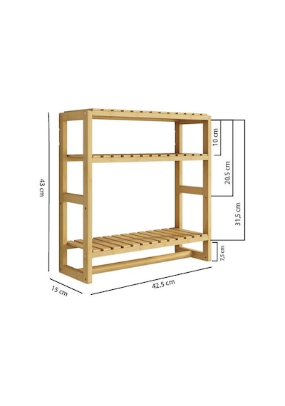 Digithome Bambu Mini 8 Form Organizer Mutfak Ve Banyo Düzenleyici Askılı Duvar Rafı Havluluk Db-0028 Kahverengi