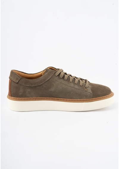 Erkek Hakiki Deri Süet Sneaker Haki Arel Haki