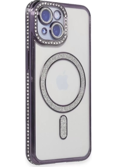 Newface Apple İphone 13 Kılıf Joke Simli Magneticsafe Kılıf - Derin Mor