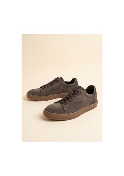 Bafaş Ayakkabı 032819 Taupe Hakiki Dana Derisi Süet Erkek Sneaker Taba