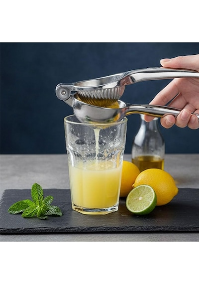 Profesyonel Paslanmaz Çelik Limon Sıkacağı, Manuel Narenciye Ve Limon Presi, Ergonomik Kollu, Kolay Yıkanabilir, Büyük Boy 24 Cm