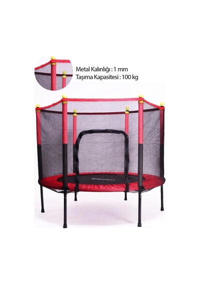 Leyaton Fileli Büyük Boy Trambolin 140 Cm Çap Kırmızı 100 Kg Taşıma Kapasitesi Kırmızı Tek Ebat