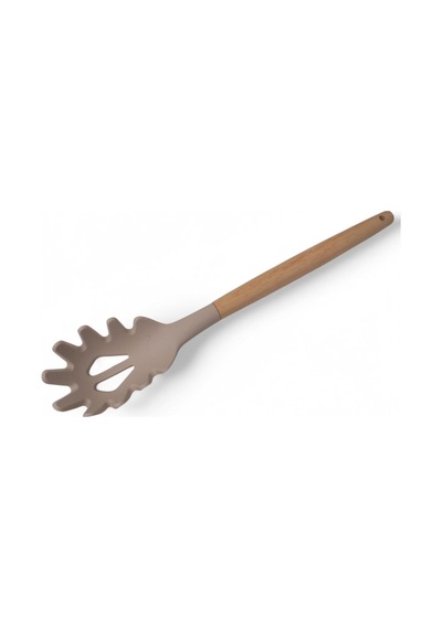 Ayrex Bambu Saplı Silikon Makarna Servis Kaşığı Isıya Dayanıklı, Yapışmaz, 3 Renk Seçenekli, 27cm Uzu