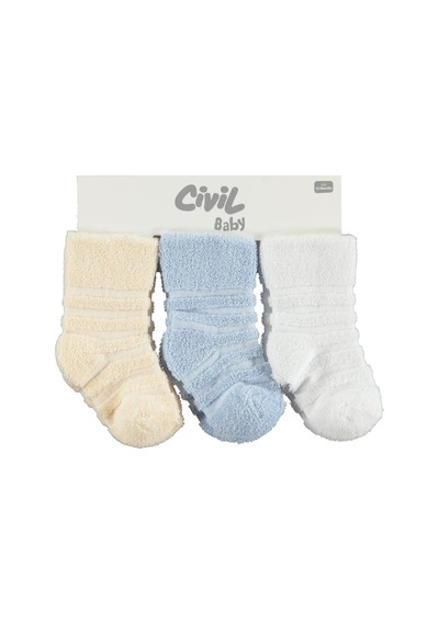 Civil Baby Çemberli Basic Havlu 6-18 Ay 3'lü Bebek Erkek Çorap Set Standart