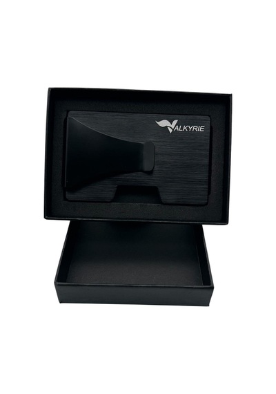 Valkyrie Akıllı Mekanizmalı Minimalist Metal Kartlık Rfıd Korumalı Şık Dayanıklı 15-25 Kart Kapasiteli Cüzdan Kartlık Siyah Siyah