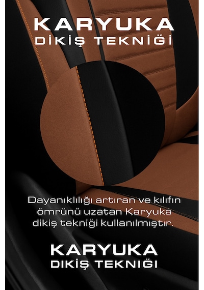 Ford Fiesta Hachback Hb 2009-2012 Uyumlu Tegin Natura Serisi Raşel Taba Siyah Koltuk Kılıfı