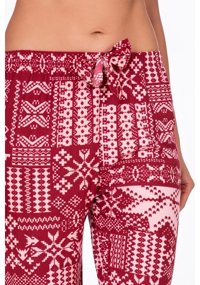 Kompedan Kadın Süet Kış Desenli Pijama Tek Alt Desen 4