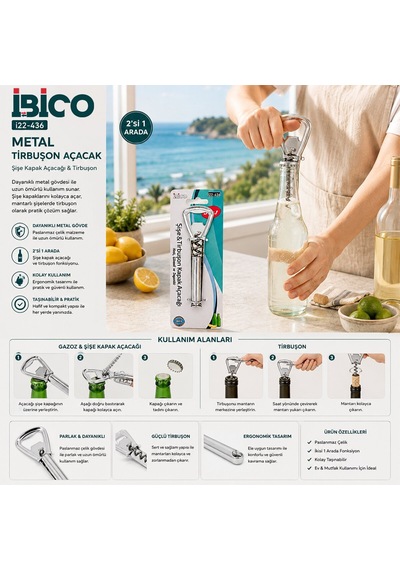 İbico Tirbuşon Metal 3ın1 12'li Paket- 12'li Paket Diğer