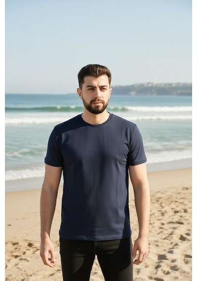 Luxıc Core Unisex Siyah %100 Pamuk Basic Tişört Bisiklet Yaka Kısa Kol Rahat Kesim Günlük Yazlık M - Lcr-ts-sıyah