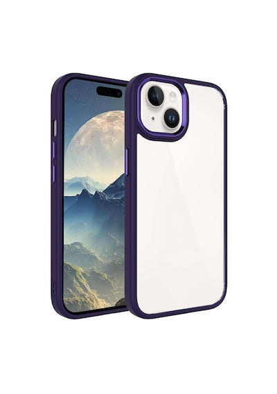 Apple iPhone Uyumlu 15 Kılıf Şeffaf Arka Yüz Kamera Yükseltili Silikon Pazarplus Lila