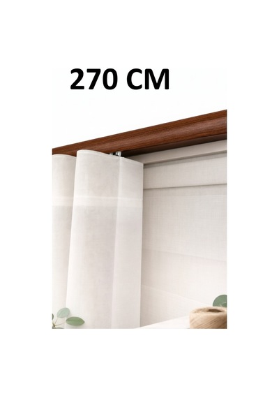 Ceviz Dekoratif Ray 2 Kanallı Dekoratif Metal Perde Kornişi Ceviz270cm - 847807672 Ceviz270cm