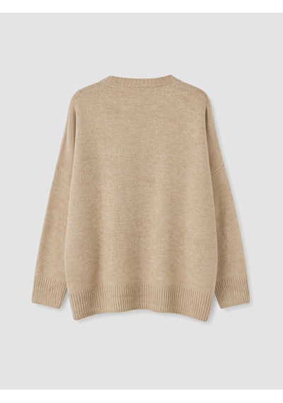 LC Waikiki Lc Waıkıkı Bej Oversize Kadın Kalın Triko Kazak