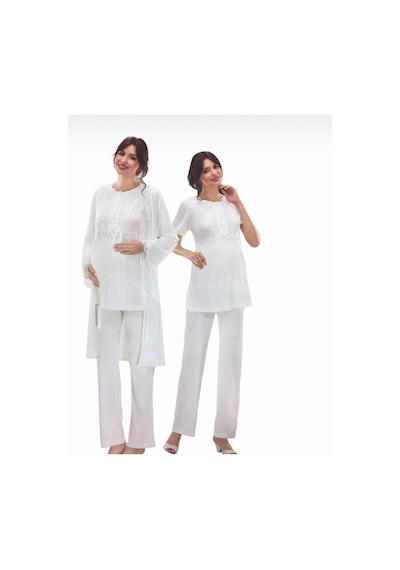 Nehir 2036 Hamile Lohusa 3Lü Pijama Sabahlık Takım (286567794)
