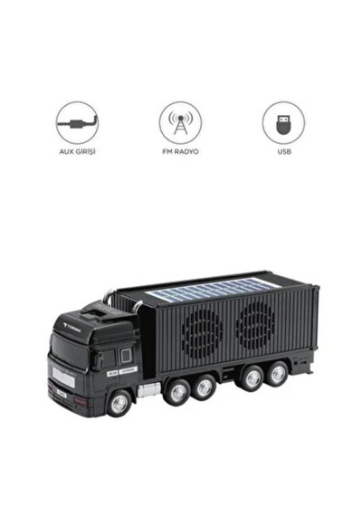 Tır Model Kablosuz Hoparlör Tf Kart Usb Bluetooth Fm Radyo Aux Destekli Bluetooth Speaker Güneş Enerjili Siyah