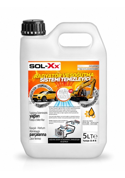 Sol-xx Profesyonel Radyatör İçi Yağ Ve Çamur Temizleyici Sıvı 5 Litre Ekonomik Boy