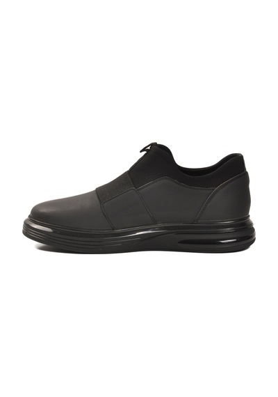 Voyager Siyah Nubuk Hakiki Deri Slip-on Konfor Taban Erkek Casual Ayakkabı Sneaker 6961 M Siyah Mat Nuıbuk