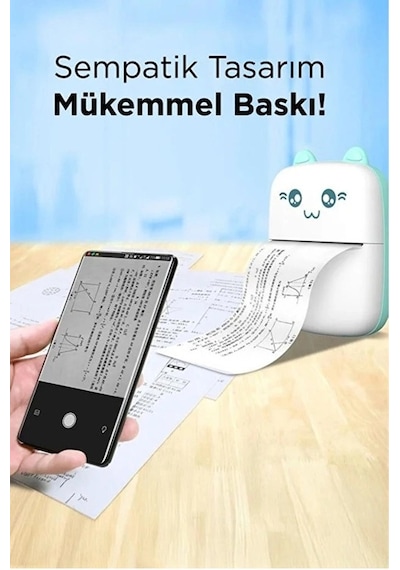 Mini Fotoğraf Yazıcı Kablosuz Etiket Yazıcı Baskı Makinesi Uyumlu iOS Android Uyumlu Termal Printer Pembe