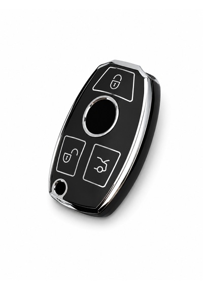 Autohan Keys Mercedes İle Uyumlu 2001-2016 Be Tipi Nano Anahtar Kılıfı, Siyah, Gümüş Renk