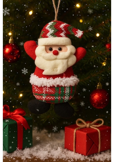 1 Adet Peluş Karakterlerle Eğlenceli Yeniyıl Dekoru Noel Figürleri Yılbaşı Ağaç Süsleri 17 Cm X 11cm Çok Renkli