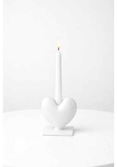 Dekoratif Kalpli Şamdan Romantik Mumluk Beyaz