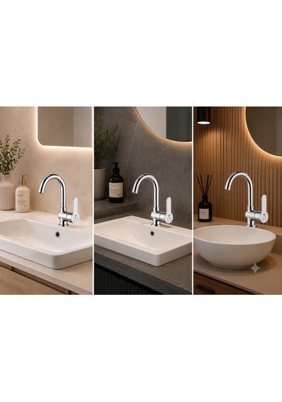 Elvora Jival Lüx Banyo Lavabo Bataryası Gümüş - Krom