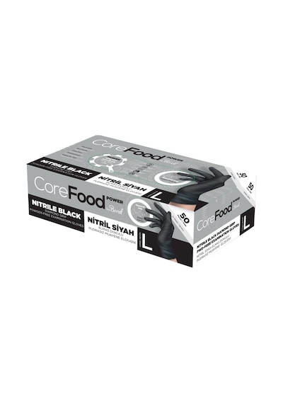 Nitril Siyah Power Muayene Eldiveni L - 3 Paket 50 Li