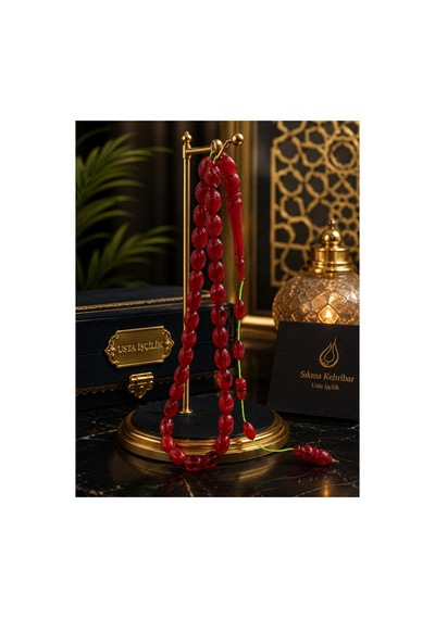 Sıkma Kehribar Tesbih Kapsül Kesim Sıralı Sistem Püskül 06 Delim Usta İşçilik Özel Ahşap Kutulu Kırmızı - 876076801 Kırmızı - 876076801 Kırmızı