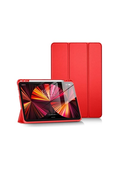 Newface Apple İpad Pro 11 2024 Kılıf Tablet Smart Kılıf - Kırmızı Arka Kapak