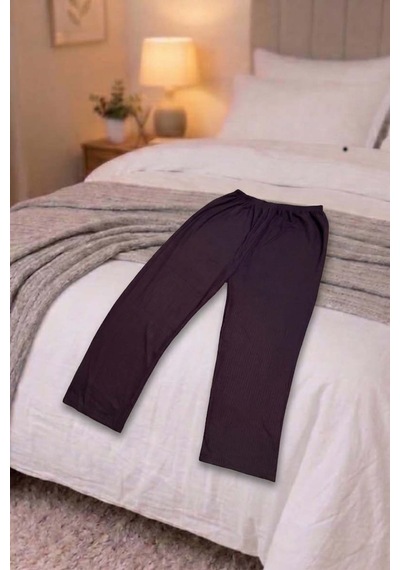 Büyük Beden Kadın Baskılı Kaşkorse Pijama Takımı Mürdüm