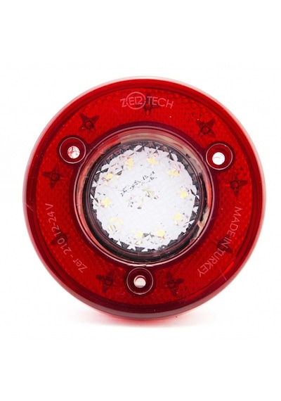 Ahmet Otomotiv Yuvarlak Otobüs-minibüs Stop Lambası 19 Led 12/24v Kırmızı/beyaz Uyumlu