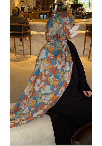 Qalortex Scarf Pamuklu Garden Desen Şal-orange