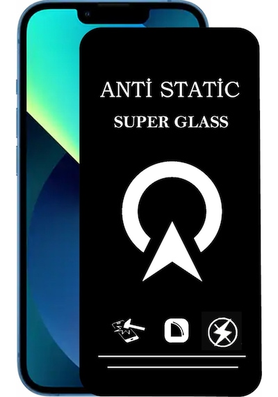 Apple Uyumlu   iPhone 13 ile Tam Kaplayan Anti Statik Safir Çizilmez Cam Ekran Koruyucu