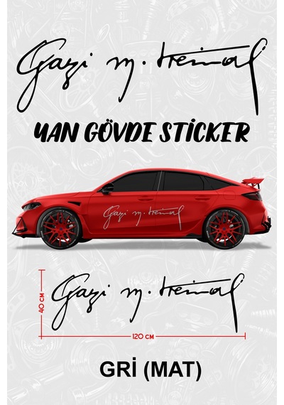 Gazi Mustafa Kemal Yan Gövde Sticker Grimat - 864812018
