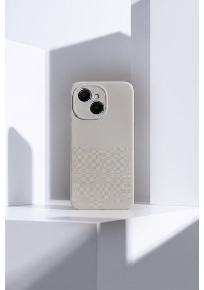Tecno Spark 40c / Pop 10 Pro Uyumlu Kamera Korumalı Silikon Telefon Kılıfı Darbe Emici İçi Kadife Tırtıklı Kaymaz Yüzeyli Yumuşak Kılıf-54286 Gri
