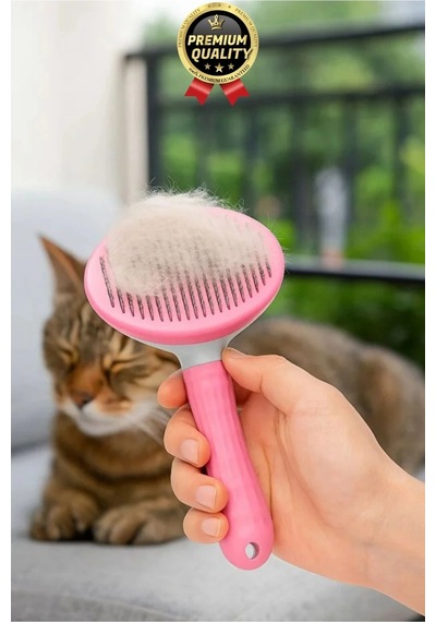 Özel Üretim Pembe Kendini Temizleyen Otomatik Tuşlu Evcil Hayvan Pet Tüy Toplayıcı Kedi Köpek Tarağı