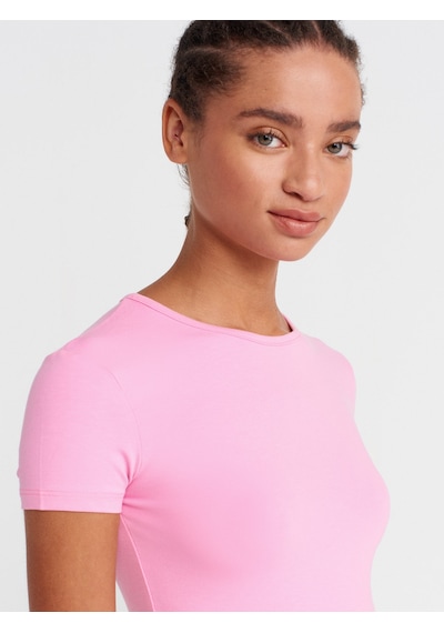 Dilvin 31906 Vücuda Oturan Kısa Kollu T-shirt-pembe Pembe