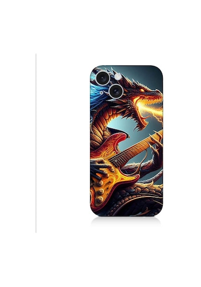 Apple Uyumlu iPhone 15 Plus Gitar Ejderhası Desenli Silikon Kılıf Silikon