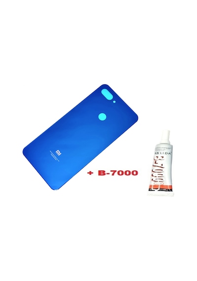 Tkgz Xiaomi Mi 8 Lite Arka Kapak Batarya Pil Kapağı Cam+b-7000 Mavi