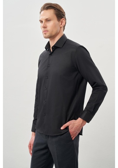 İmza Siyah Uzun Kol Düz Bez Ayağı Yarım İtalyan Yaka Cepsiz Pamuklu Classic Slim Fit Gömlek 1004245268 Siyah İmza Siyah Uzun Kol Düz Bez Ayağı Yarım İtalyan Yaka Cepsiz Pamuklu Classic Slim Fit Gömlek 1004245268 Siyah