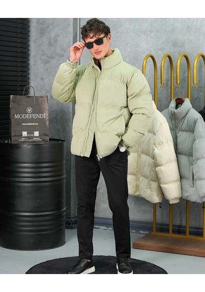 Modefendi Yüksek Kalite Oversize Elyaf Yapılı Kadife Mont Yeşil
