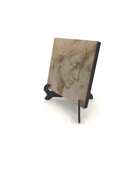 Baş Etüdü Leonardo Da Vinci Baskılı Mdf Masaüstlük 10x10 532